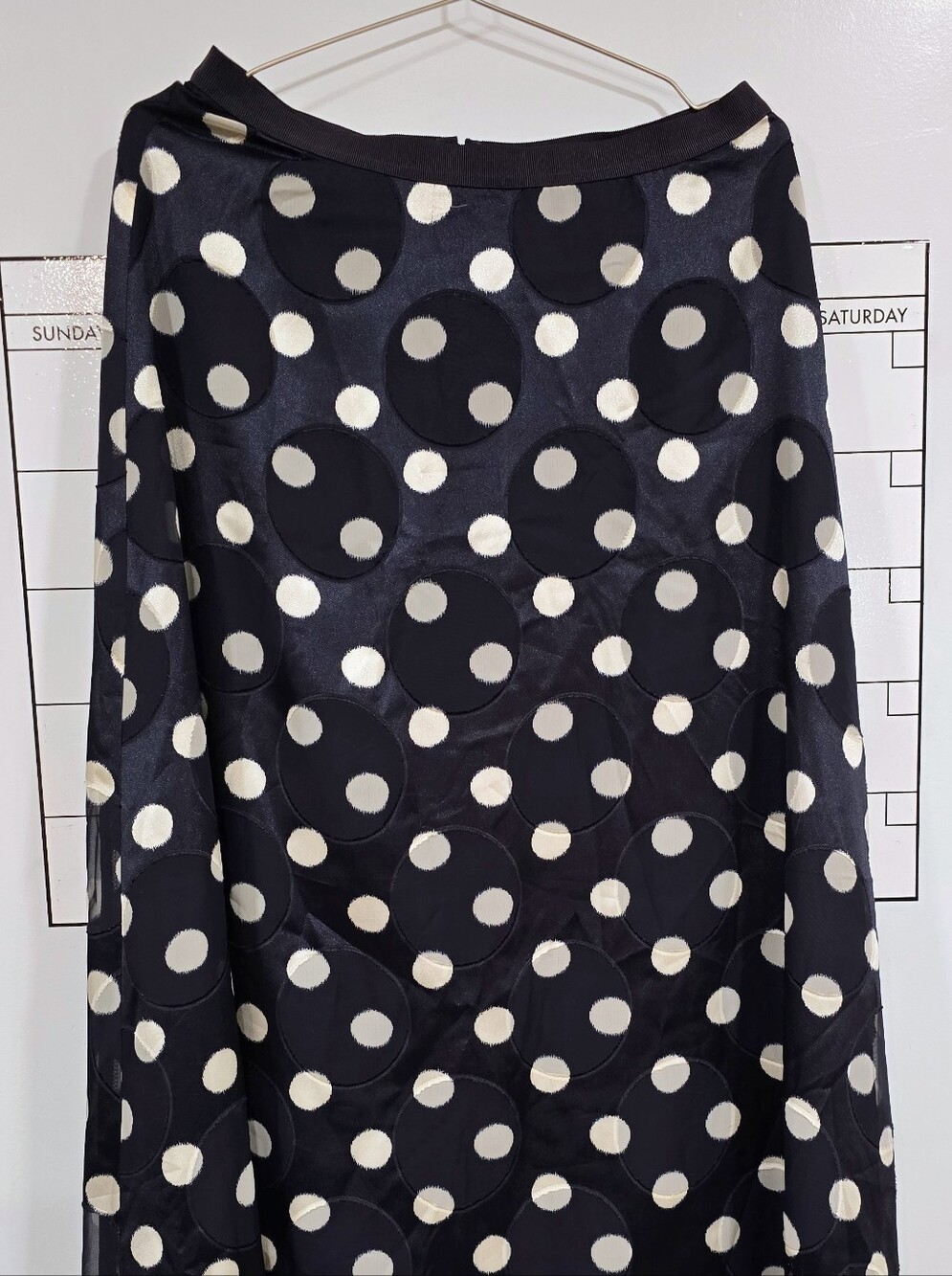 Ann Taylor Dark Navy Skirt with White Polka Dots